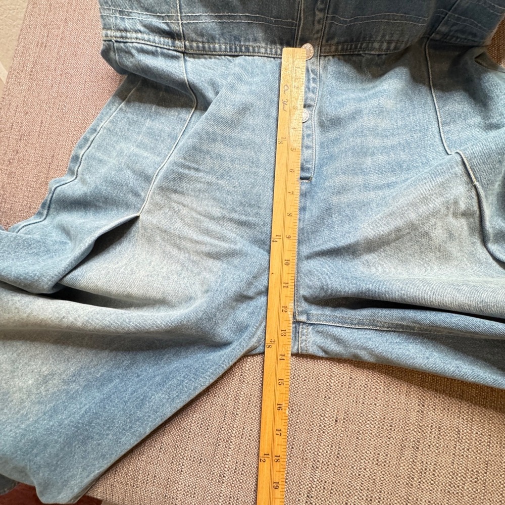 Bucket List Womens Denim Jumpsuit Light Wash Sleeveless Wide Leg Culotte Large - Picture 12 of 14